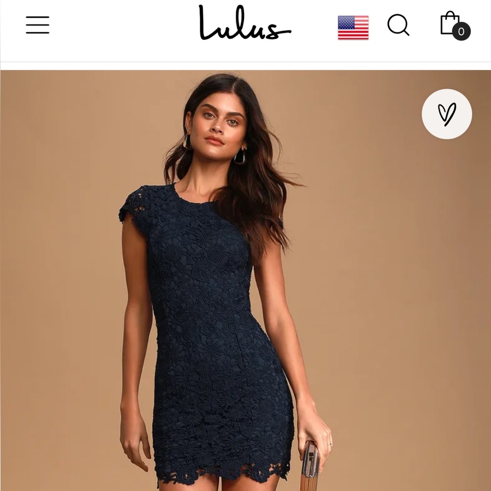 LULUS Navy Blue Backless Lace Dress